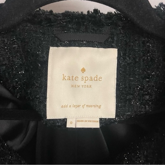 Kate Spade Sparkle Tweed Jacket Coat Pearl Button Size 0 - Picture 11 of 11
